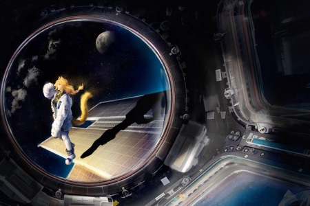 太空 猫 飞船 行驶 电脑壁纸 4K壁纸 4096x2615
