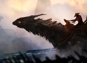 幻想艺术 武士 龙 生物 绘画 概念设计 电脑壁纸 4K壁纸  6600x3600