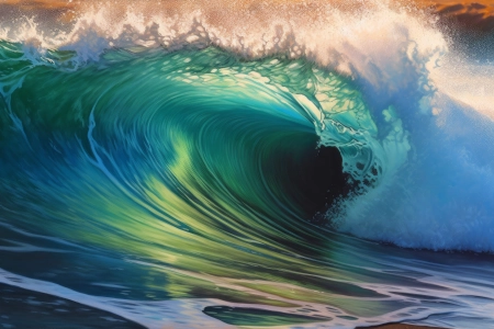 艺术 波浪 绿色 水 自然  电脑壁纸 4K壁纸 3854x2160