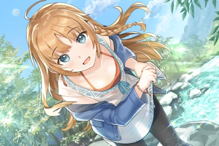 金发 蓝眼睛 切线 动漫 动漫女孩  电脑壁纸 4K壁纸 4093x2894