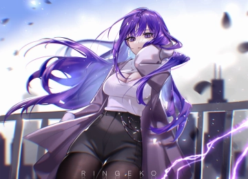 紫发 原神 动漫 女孩 紫眼 4K壁纸  5361x4147