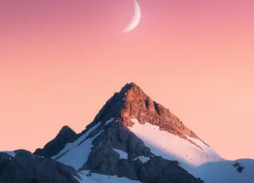 巅峰 摄影 山脉 风景 月亮 雪 自然 手机壁纸 4K壁纸  4000x5000