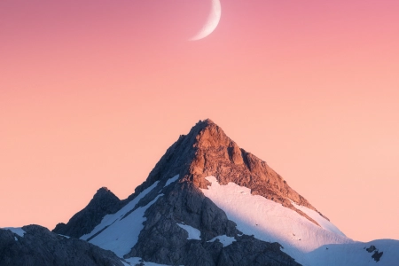巅峰 摄影 山脉 风景 月亮 雪 自然 手机壁纸 4K壁纸 4000x5000