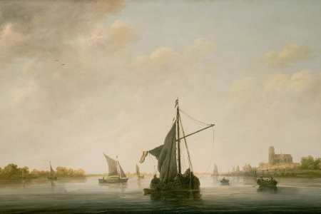 艺术品 现实主义 海 云 日出 帆船 天空 绘画 油画  电脑壁纸 4K壁纸 5451x2529