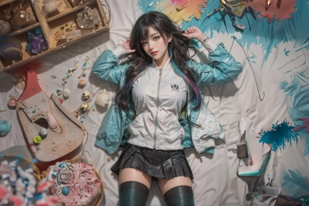 模特 蓝眼睛 躺下 仰卧 艺术 俯视 4K壁纸 3840x2160