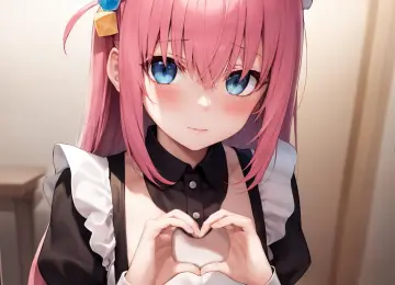  动漫女孩 动漫 女佣 艺术 女佣服装 腮红 心 心之手  电脑壁纸 4K壁纸  3840x2160