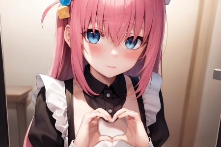  动漫女孩 动漫 女佣 艺术 女佣服装 腮红 心 心之手  电脑壁纸 4K壁纸 3840x2160