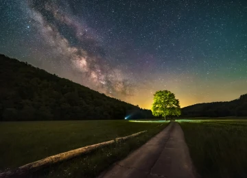 自然 银河 道路 夜晚 星星 弱光 4K壁纸  6016x4016