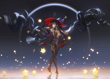  原神 女巫帽子 动漫女孩 双尾 明星 高跟鞋 帽子  电脑壁纸 4K壁纸  4000x2250