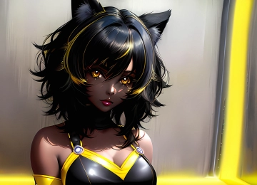 女人 深色 黄色 艺术 兽耳 动漫  电脑壁纸 4K壁纸  3840x2160