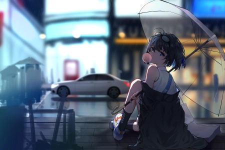 雨 动漫 伞 动漫女孩 电脑壁纸 4K壁纸 5760x3240