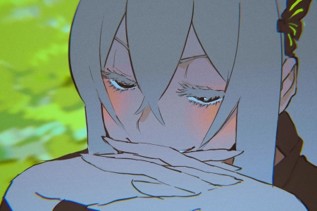 女巫 双手交叉 黑眼睛 长发 白发 刘海 微笑 零 动漫 女孩 连衣裙 从零开始的异世界生活 长袖 发饰 蝴蝶 4K壁纸 3840x2160