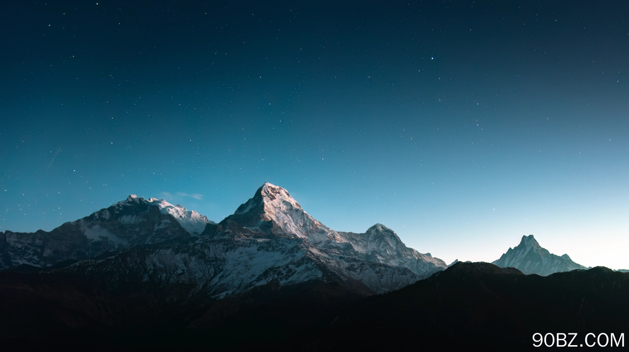 自然 风景 山脉 星星 雪 发光 微光 天空 夜 4K壁纸