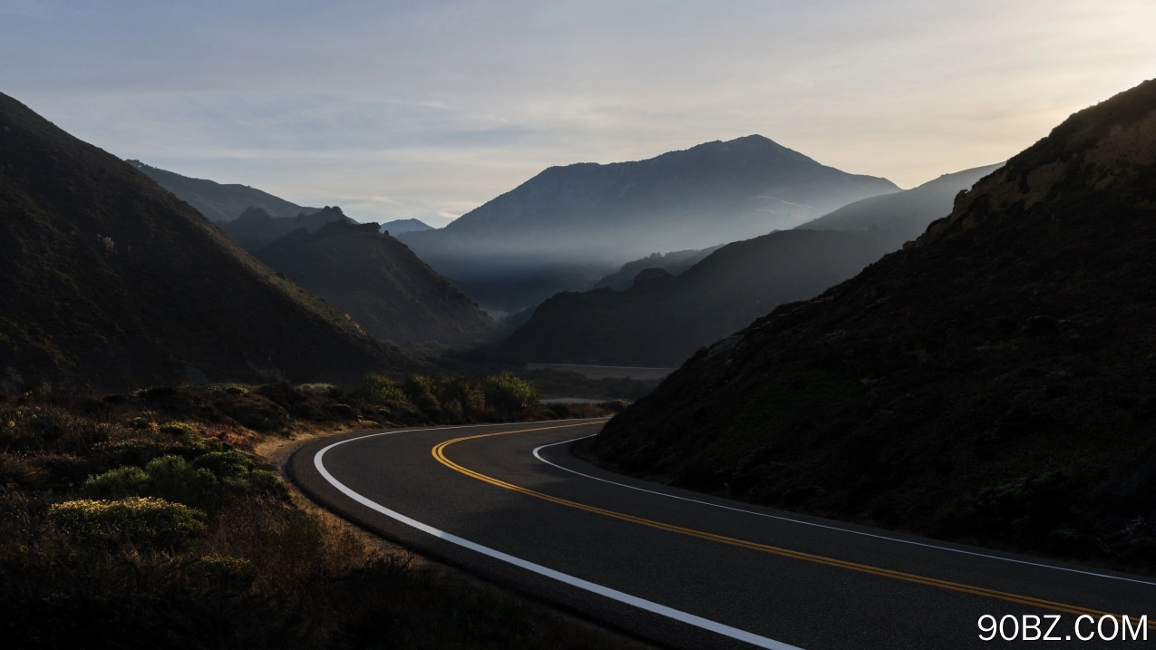 自然 风景 山脉 道路 薄雾 空旷 4K壁纸