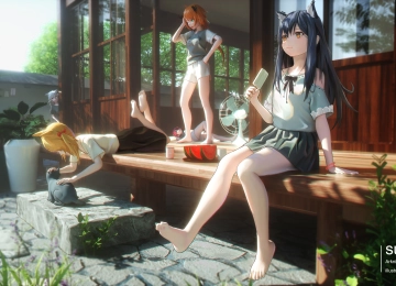 动漫 动漫女孩 AI艺术 夏日 电脑壁纸 4K壁纸  5000x2812