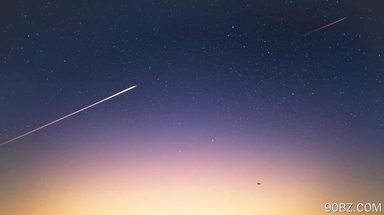 摄影 黄昏 夜晚 夜晚 天空 星星 繁星之夜 太空 自然 陨石 流星 日落 轨迹 飞机  4K壁纸