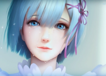 蓝头发 雷姆 动漫 女孩 从零开始的异世界生活 哭泣 4K壁纸  4460x2718