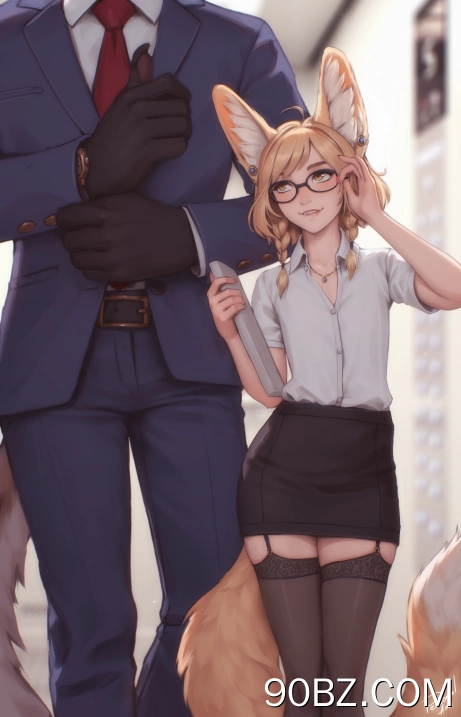 原创人物 幻想女孩 办公室女孩 动物耳朵 办公室 长袜 手机壁纸 4K壁纸
