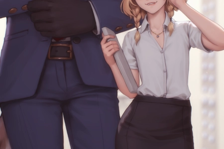 原创人物 幻想女孩 办公室女孩 动物耳朵 办公室 长袜 手机壁纸 4K壁纸 4500x7000