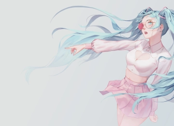 动漫 动漫女孩 初音未来 眼镜 4K壁纸  5857x3295