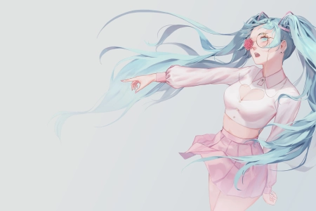 动漫 动漫女孩 初音未来 眼镜 4K壁纸 5857x3295