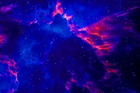 星星 空间 蓝色 红色 霓虹 明亮 4K壁纸 5120x2880