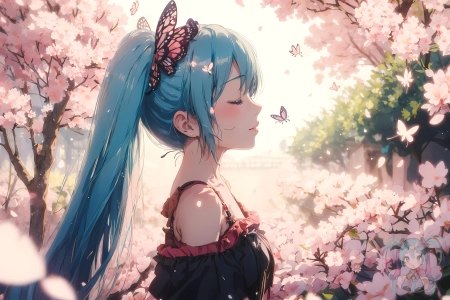 蓝色头发 侧面 闭着眼睛 长发 动漫 动漫女孩 小提琴 初音  电脑壁纸 4K壁纸 4096x2731