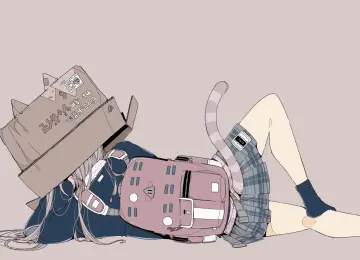 人物 侧卧 猫女孩 动漫女孩 极简主义 背包 简单背景 猫耳朵 猫尾巴  电脑壁纸 4K壁纸  3840x2160