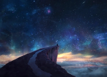 星空 山顶 一个人 梦幻 唯美 风景 4K壁纸  3840x2160