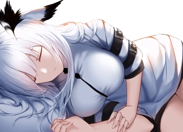 长发 白色头发 动漫 女孩 AI艺术 肖像 简单背景 明日方舟 4K壁纸  5150x2894