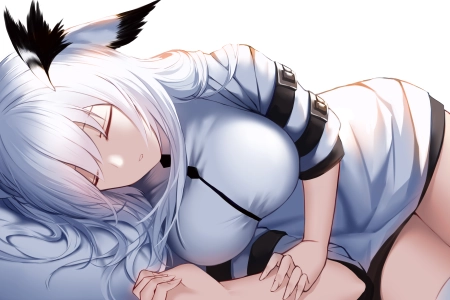 长发 白色头发 动漫 女孩 AI艺术 肖像 简单背景 明日方舟 4K壁纸 5150x2894