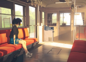 火车 动漫 动漫女孩 电脑壁纸 4K壁纸  5760x3240