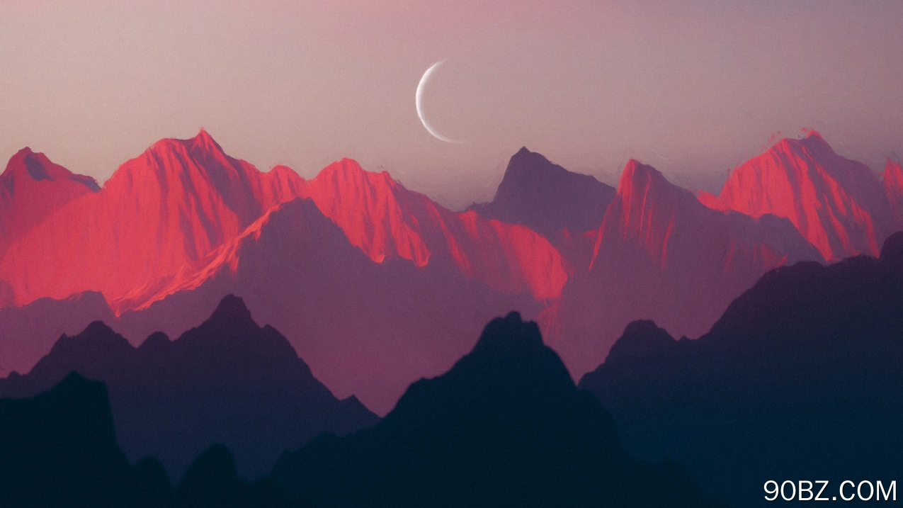 数字艺术 艺术品 插图 数字 绘画 风景 山脉 阳光 月亮 4K壁纸