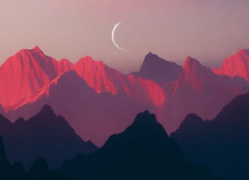 数字艺术 艺术品 插图 数字 绘画 风景 山脉 阳光 月亮 4K壁纸  3840x2160