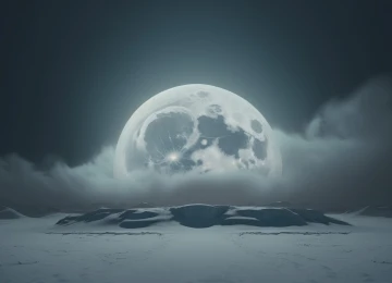 艺术 云 月亮 行星 冬天 雪 简单背景 极简主义 4K壁纸  4579x2616