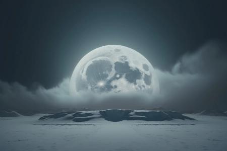 艺术 云 月亮 行星 冬天 雪 简单背景 极简主义 4K壁纸 4579x2616
