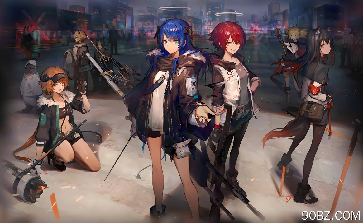 游戏 角色 红发 蓝发 武士 动漫女孩 游戏CG 艺术 尤西艾 武士 明日方舟 电脑壁纸 4K壁纸