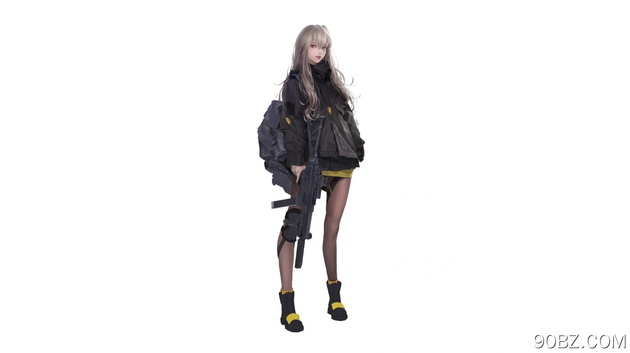 站立 儿子 动漫 女孩 机关枪 简单背景 白色背景 少女前线 银发 棕色眼睛 4K壁纸
