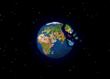 地球 行星 像素 像素艺术 旋转 简单背景 正方形 极简主义  电脑壁纸 4K壁纸  3840x2160
