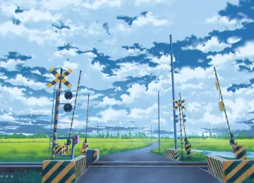 AI艺术 插图 云 铁路道口 环境 天空 风景 田野  电脑壁纸 4K壁纸  3840x2168