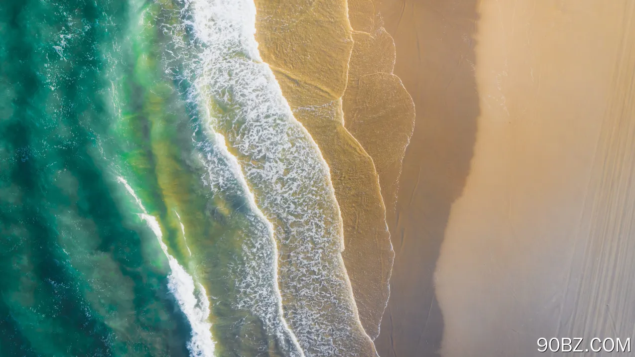 风景 鸟瞰 大海 海浪 海滩 电脑壁纸 4K壁纸
