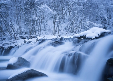 冬天 瀑布 水 冰 雪 自然 河流  电脑壁纸 4K壁纸  3840x2160