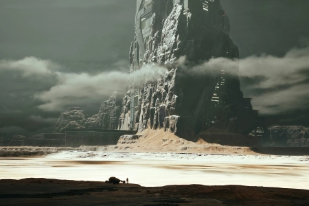 数字艺术 艺术品 插图 CGI 环境 结构 建筑 未来派 沙漠 云雾 4K壁纸 3840x2208