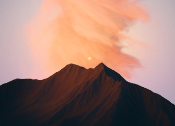 插图 数字绘画 风景 自然 山脉 日落 太阳 云 天空 绘画 4K壁纸  3840x2160