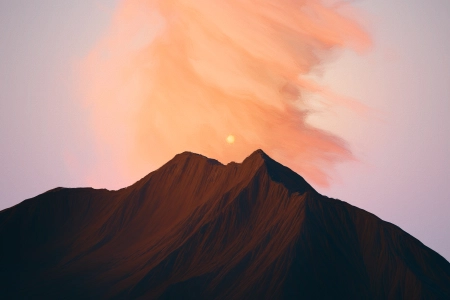 插图 数字绘画 风景 自然 山脉 日落 太阳 云 天空 绘画 4K壁纸 3840x2160