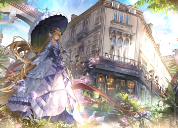 长发 金发 动漫 女孩 帆船 建筑 雨伞 衣服 彩虹 鸟 手套 城市 街道 鲜花 4K壁纸  4800x2700