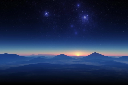 催眠 AI艺术 图片 插图 自然 风景 山脉 夜晚 星星  电脑壁纸 4K壁纸 3840x2160