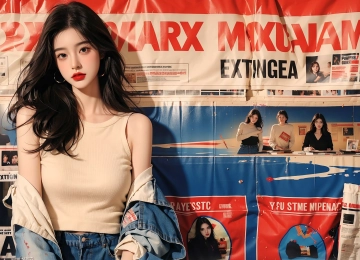 报纸墙 黑发 美女 牛仔衣 4k 动漫 壁纸 4K壁纸  3840x2160