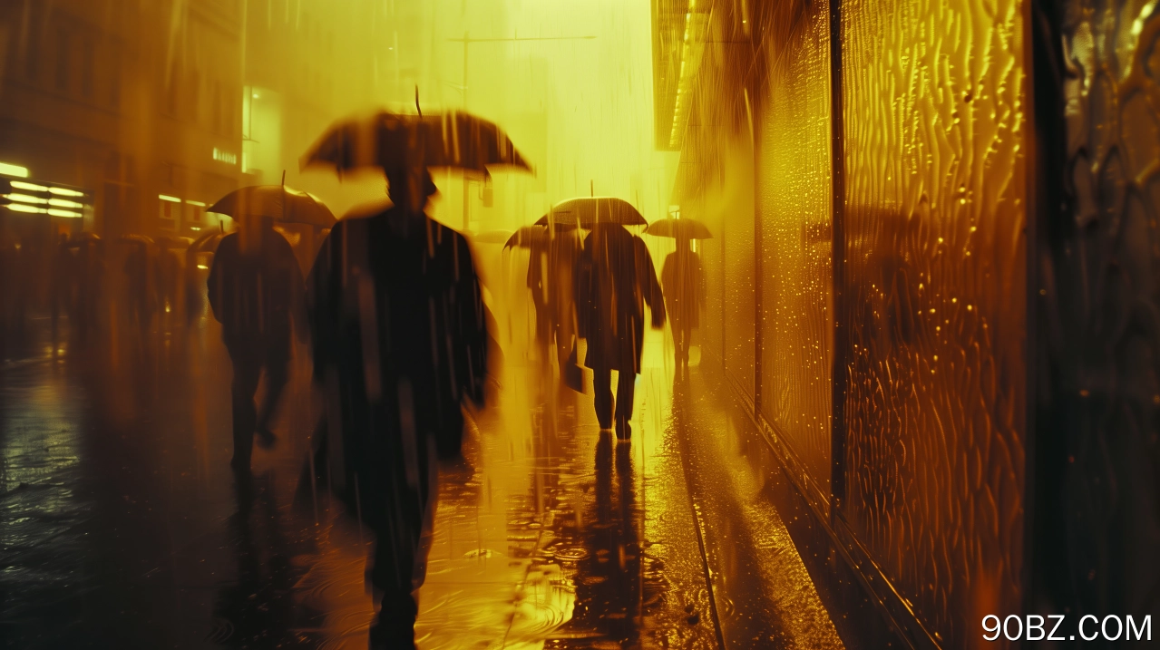外套 AI艺术 雨伞 黄色 雨 电脑壁纸 4K壁纸