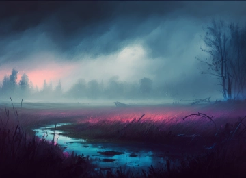 艺术 云 风景 插图 自然 树木 4K壁纸  4579x2616